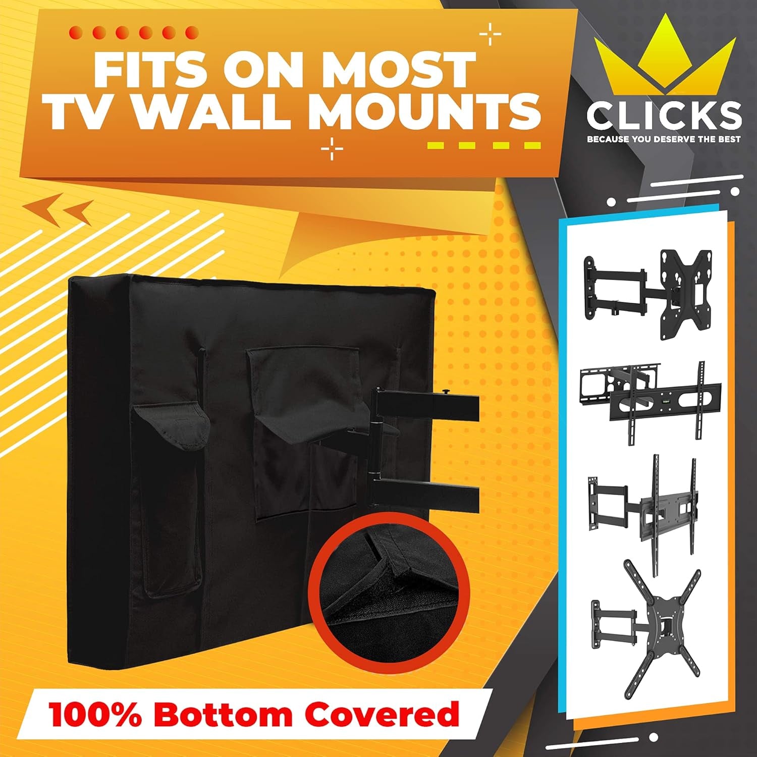 Depot Outdoor TV Cover 46 to 48 Inches with Bottom Cover, Heavy Duty, Waterproof Thick Fabric, Weatherproof Outdoor TV Enclosure for outside TV